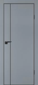 Межкомнатная дверь P-21  черный молдинг PET,  кромка ABS черная c 4-х ст. Серый матовый