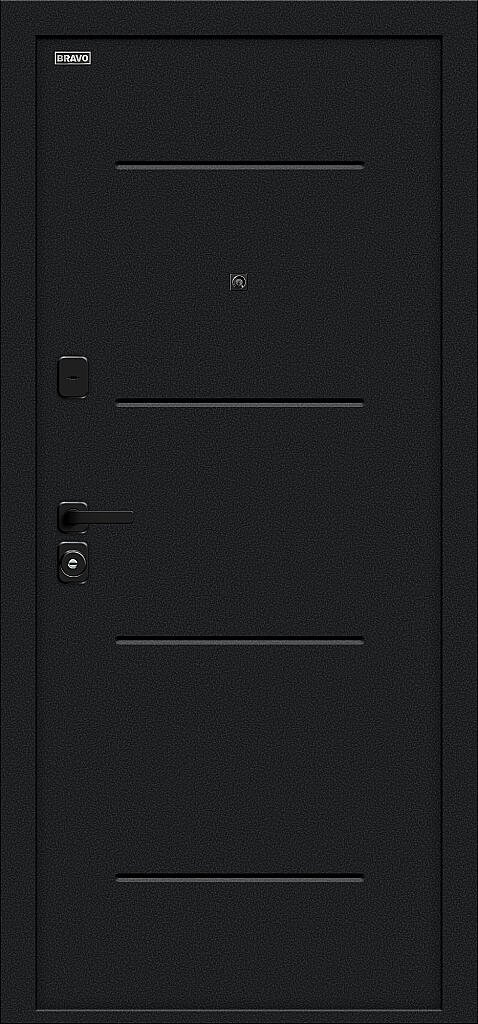 Фото Входная дверь Граффити-1 Инсайд/SBlack Букле черное/Snow Art BR6224 внешняя сторона